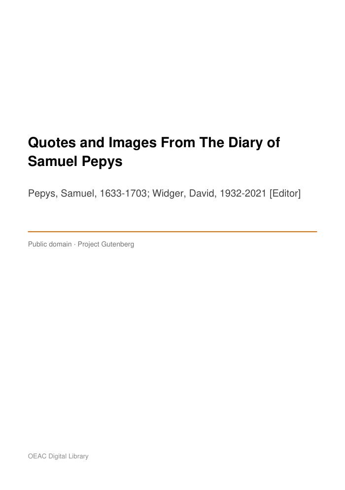 Quotes and Images From The Diary of Samuel Pepys cover