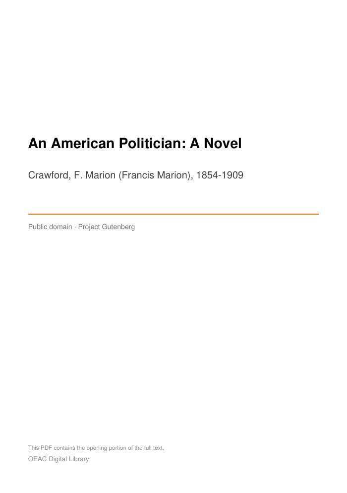 An American Politician: A Novel — cover