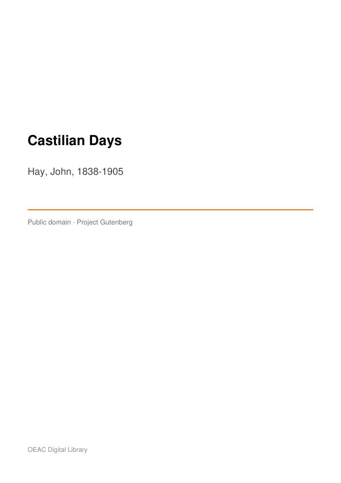 Castilian Days cover