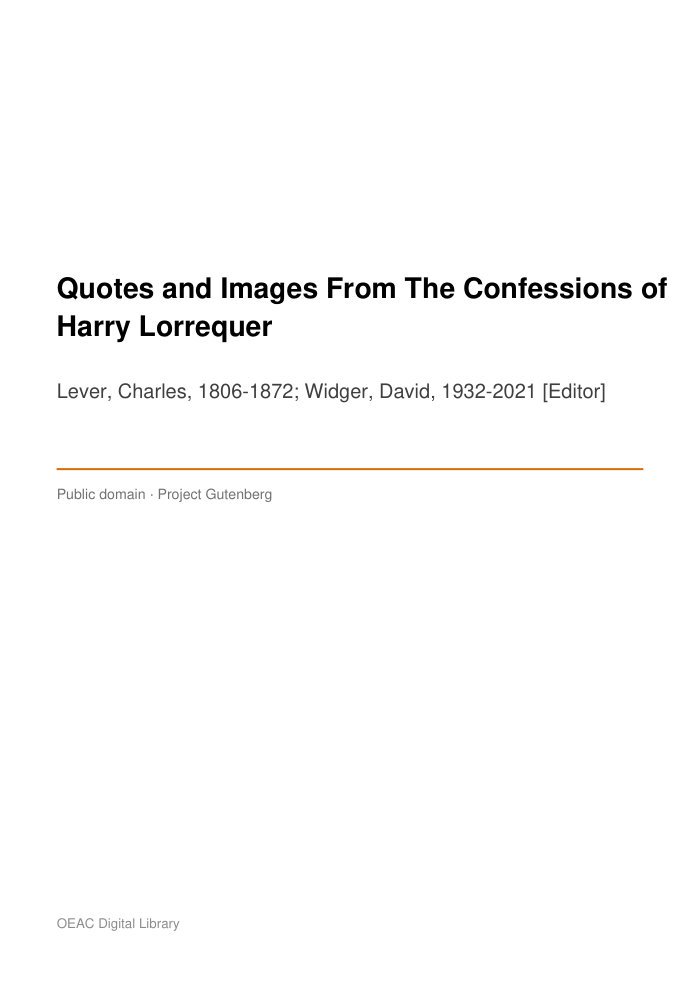 Quotes and Images From The Confessions of Harry Lorrequer cover