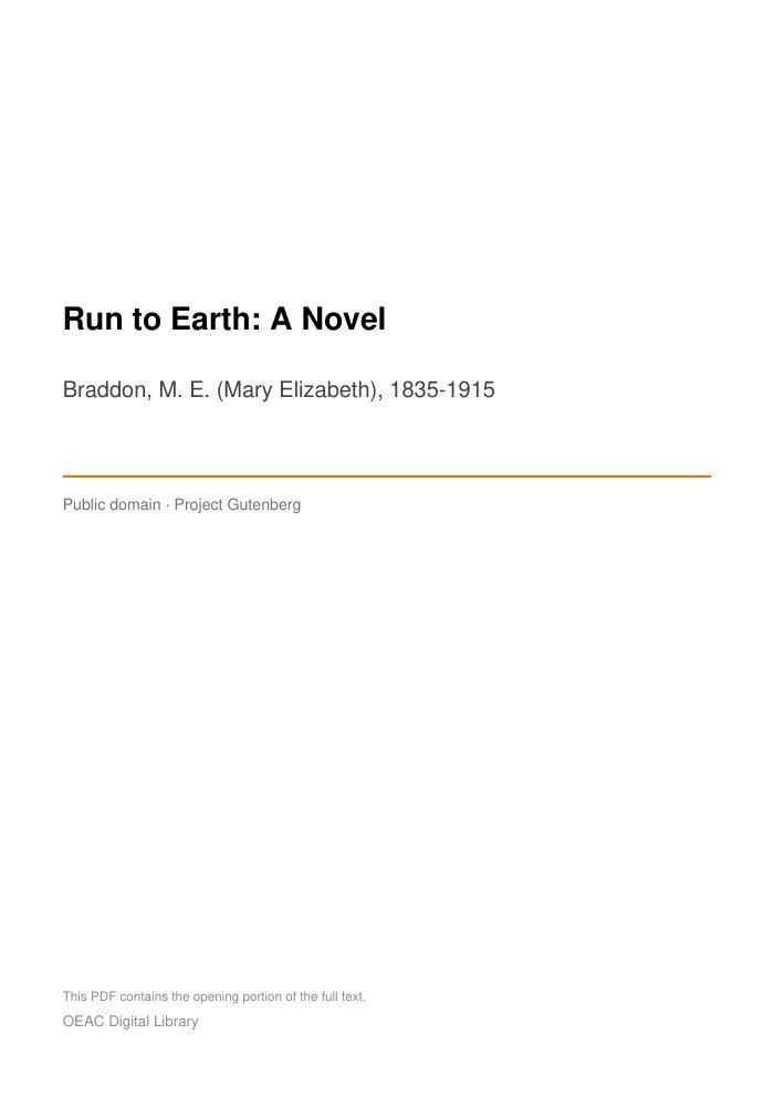 Run to Earth: A Novel — cover