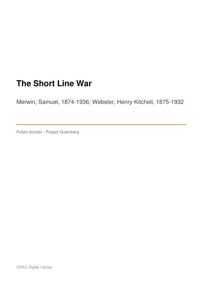 The Short Line War cover