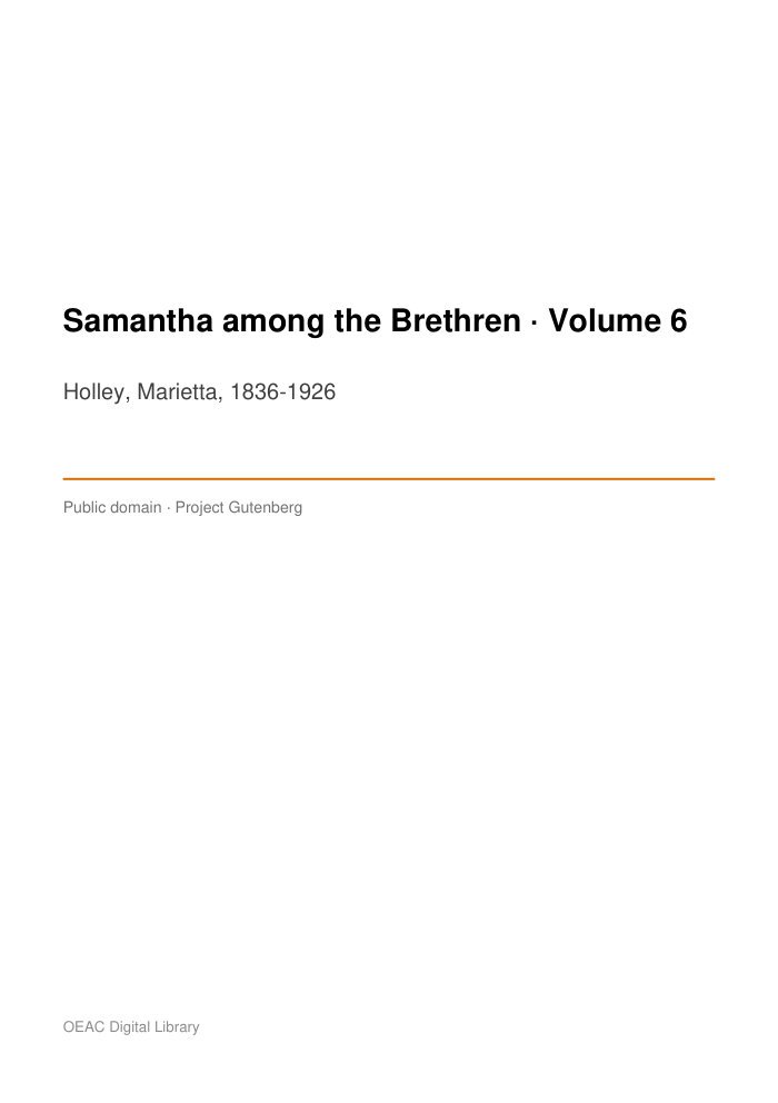 Samantha among the Brethren — Volume 6 — cover