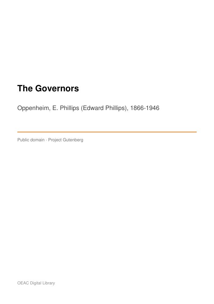 The Governors — cover