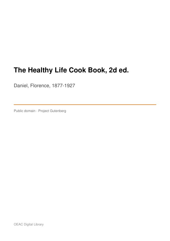 The Healthy Life Cook Book, 2d ed. cover