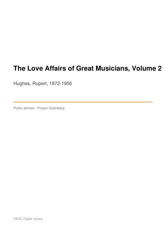 The Love Affairs of Great Musicians, Volume 2 — cover