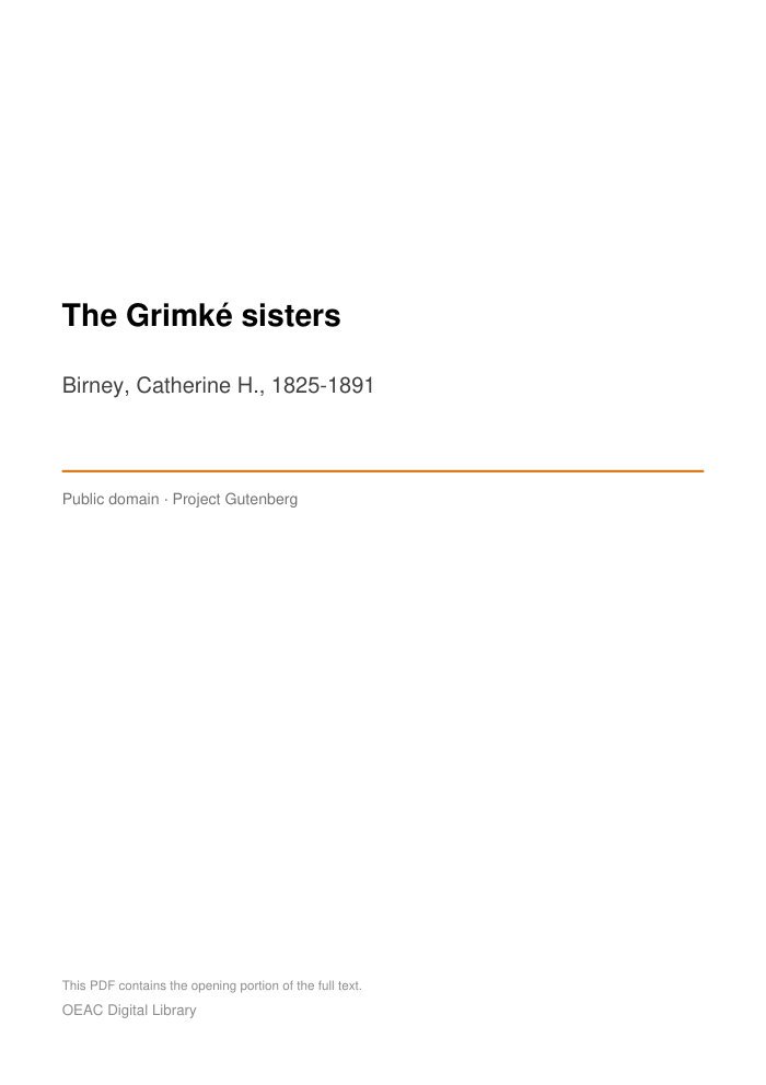 The Grimké sisters cover