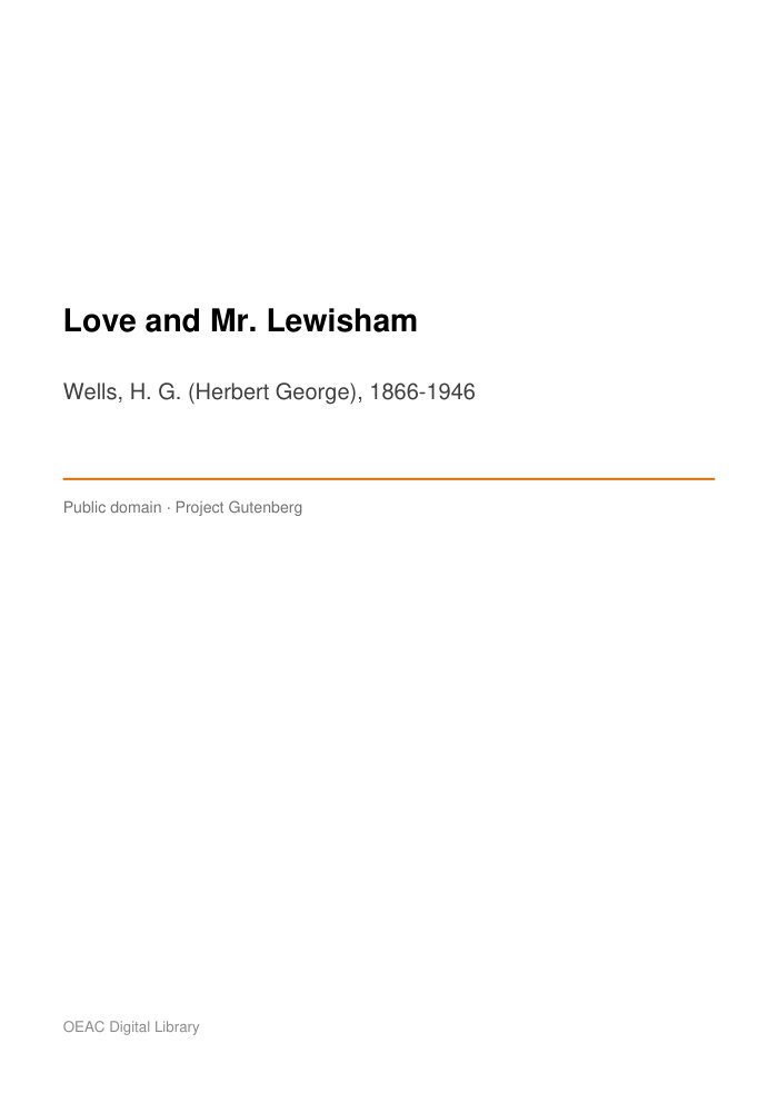 Love and Mr. Lewisham — cover