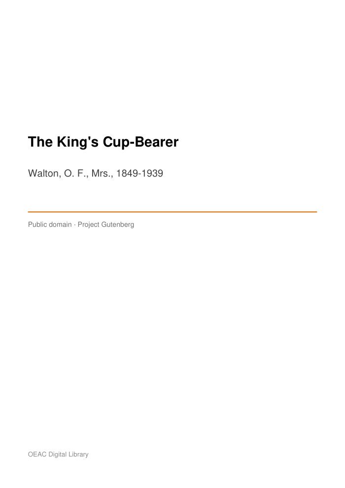 The King's Cup-Bearer — cover
