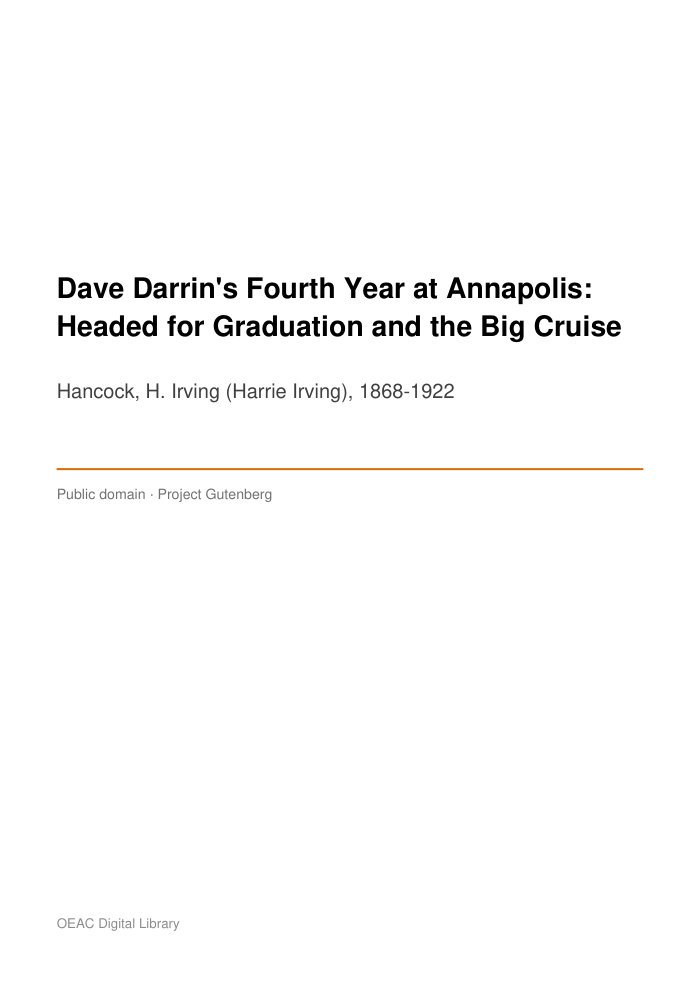 Dave Darrin's Fourth Year at Annapolis: Headed for Graduation and the Big Cruise — cover