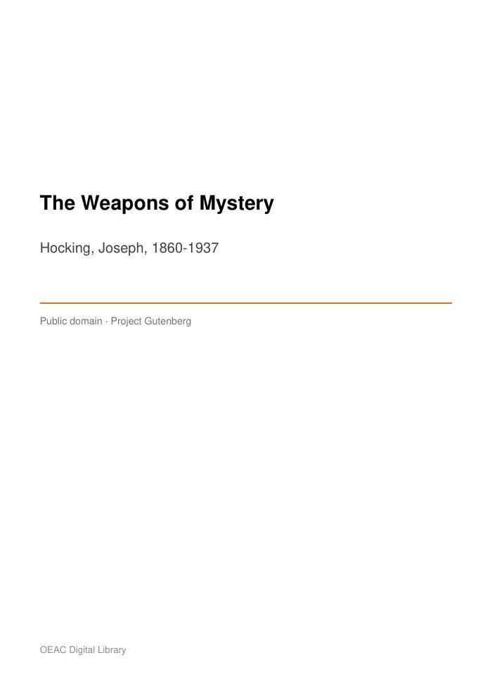 The Weapons of Mystery cover
