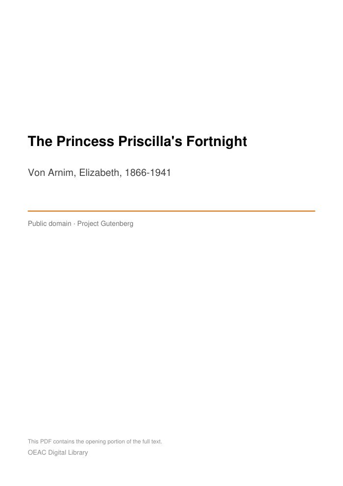The Princess Priscilla's Fortnight — cover