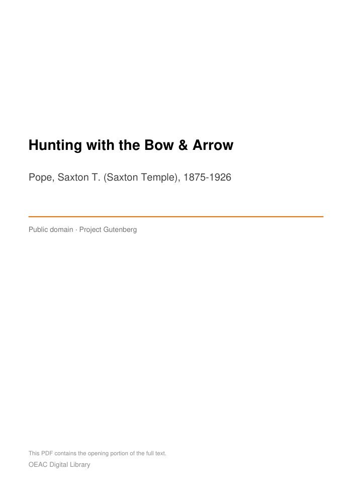 Hunting with the Bow & Arrow cover