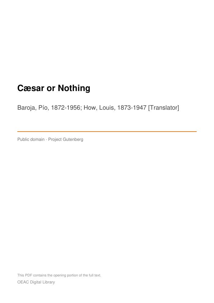 Cæsar or Nothing cover