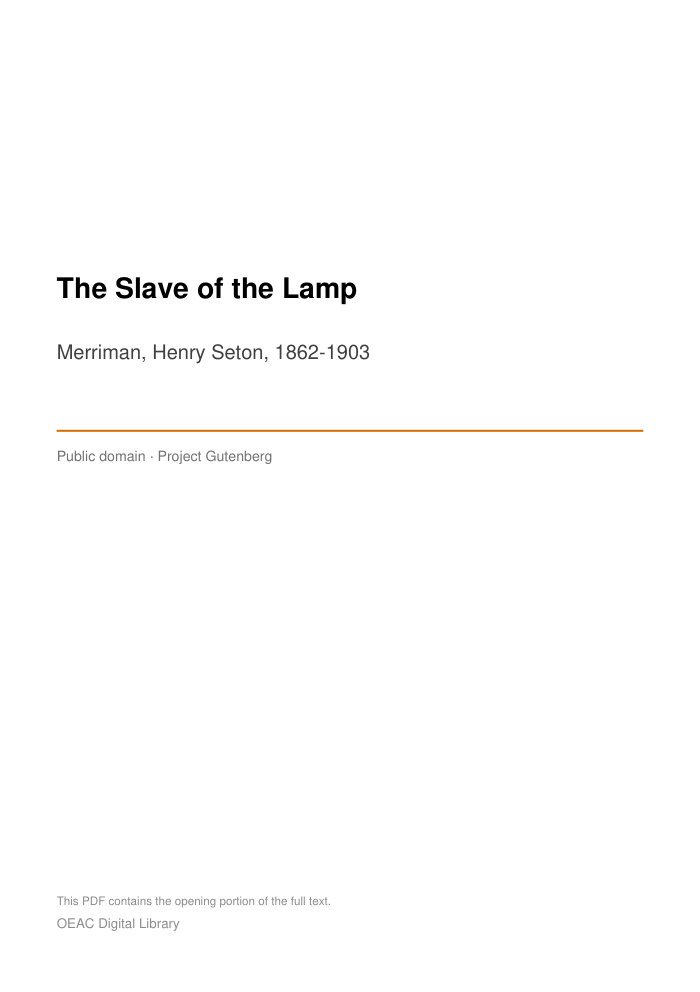 The Slave of the Lamp — cover