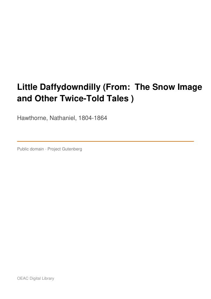 Little Daffydowndilly (From: "The Snow Image and Other Twice-Told Tales") — cover