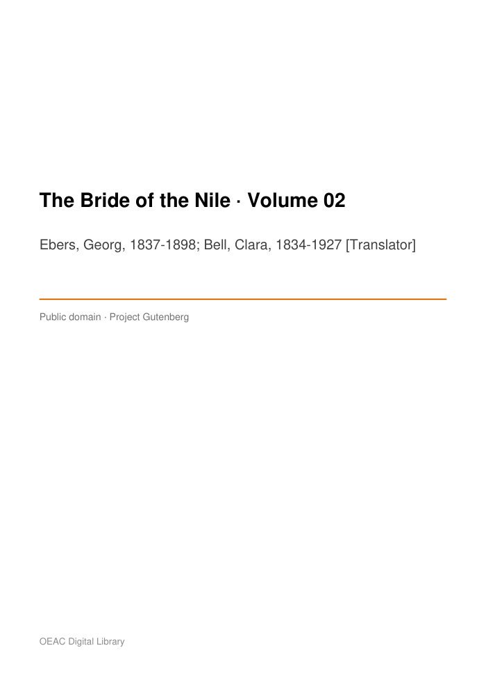 The Bride of the Nile — Volume 02 — cover
