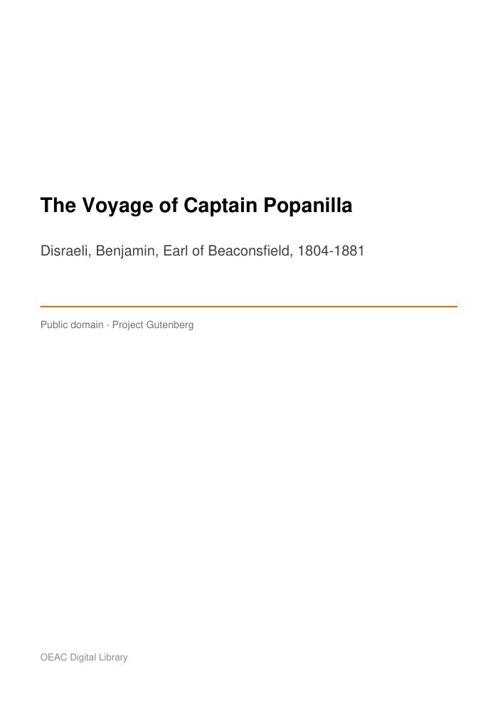 The Voyage of Captain Popanilla cover