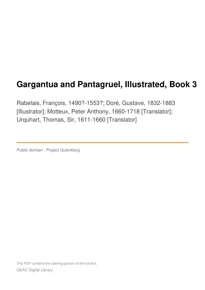 Gargantua and Pantagruel, Illustrated, Book 3 cover
