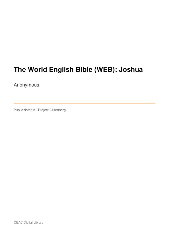 The World English Bible (WEB): Joshua cover