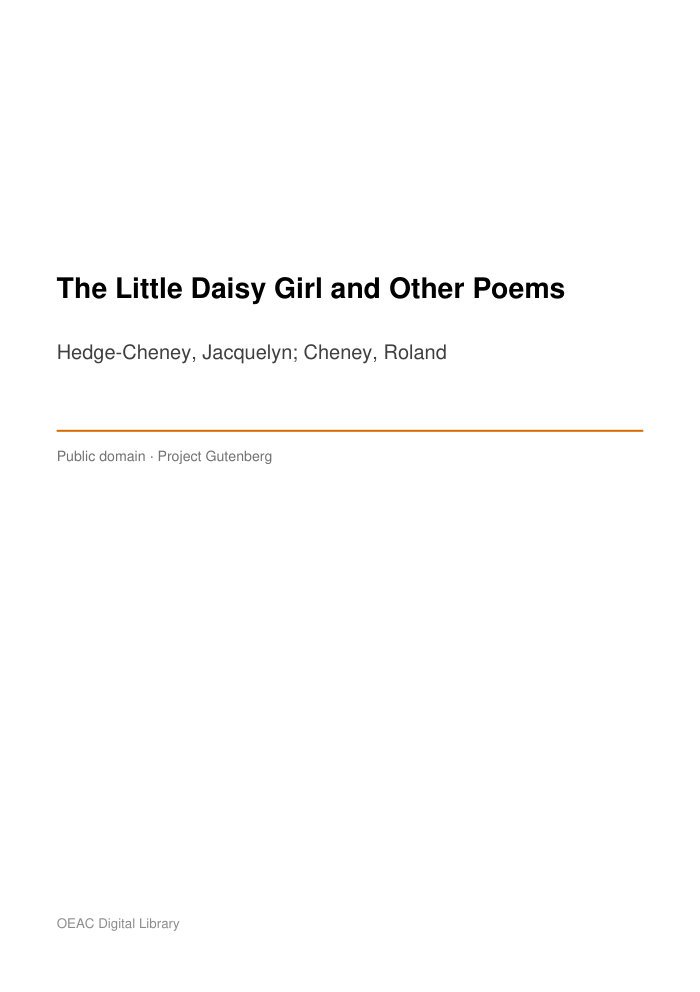 The Little Daisy Girl and Other Poems cover