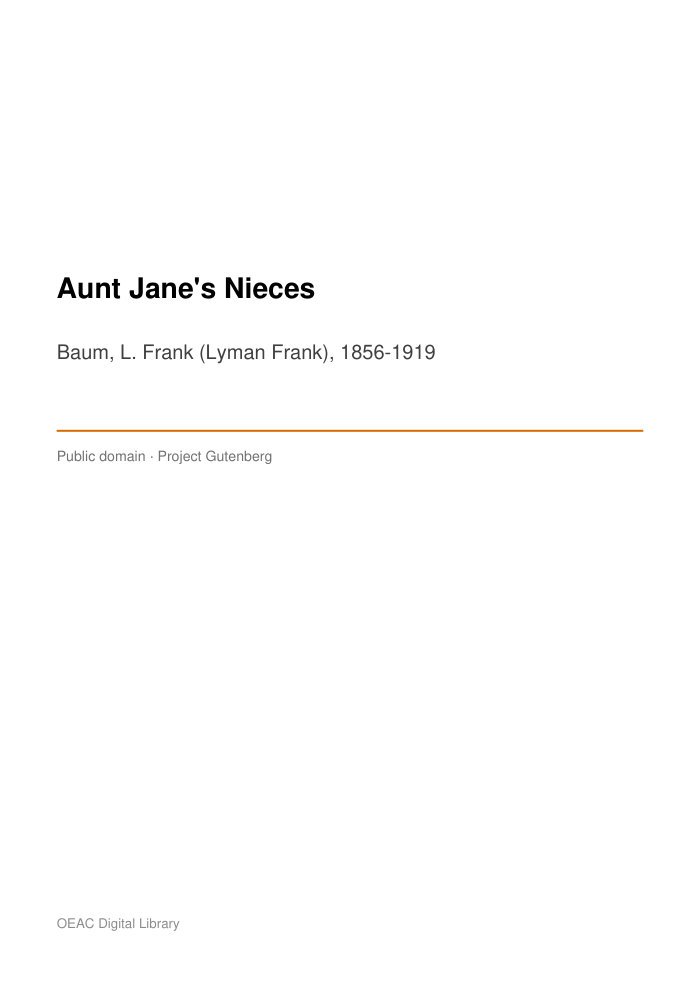 Aunt Jane's Nieces — cover
