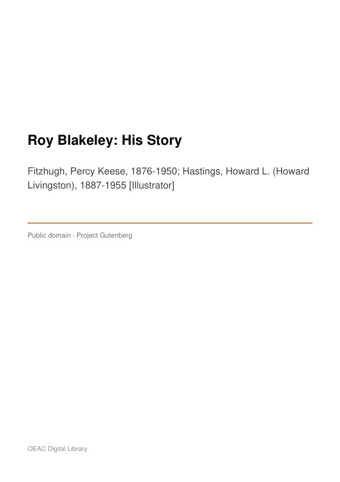 Roy Blakeley: His Story cover