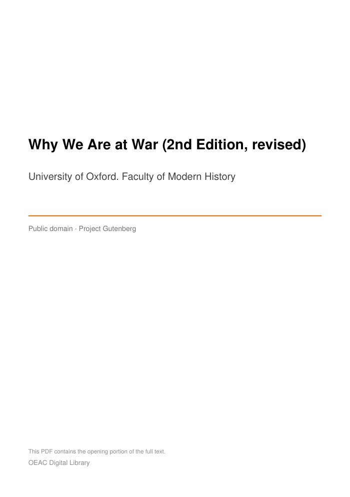 Why We Are at War (2nd Edition, revised) cover