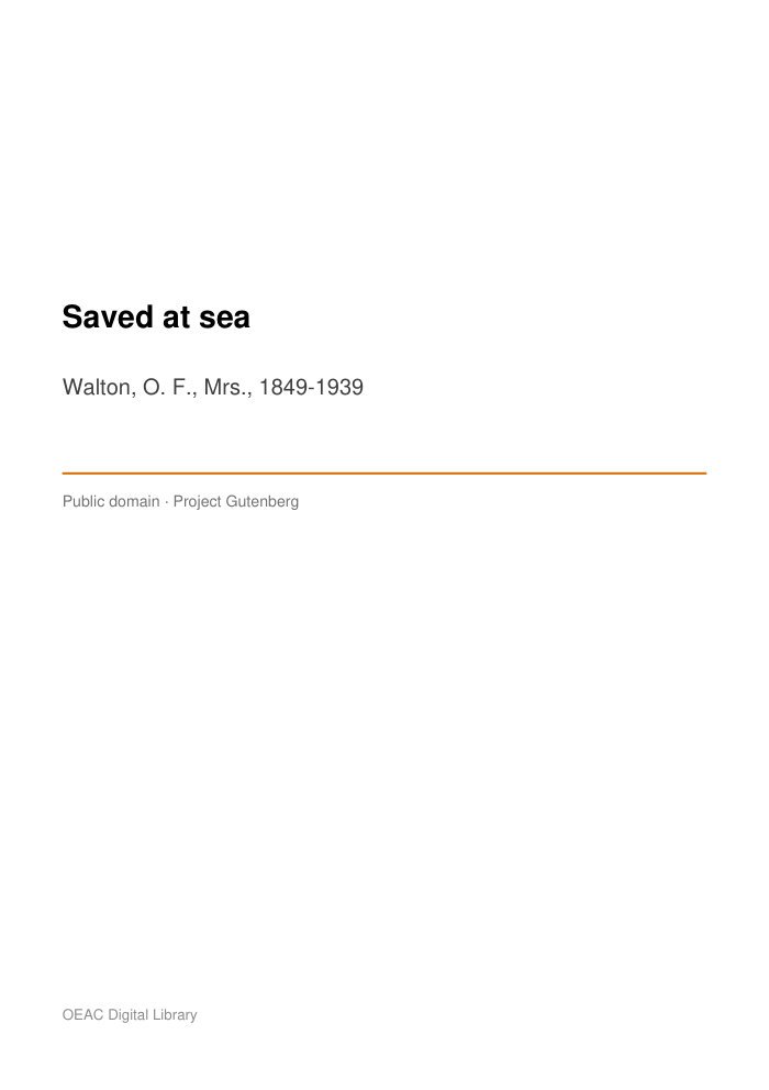 Saved at sea cover