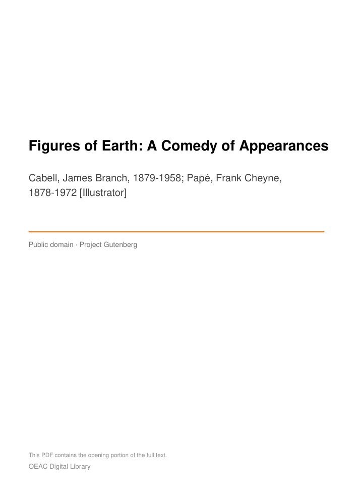 Figures of Earth: A Comedy of Appearances cover