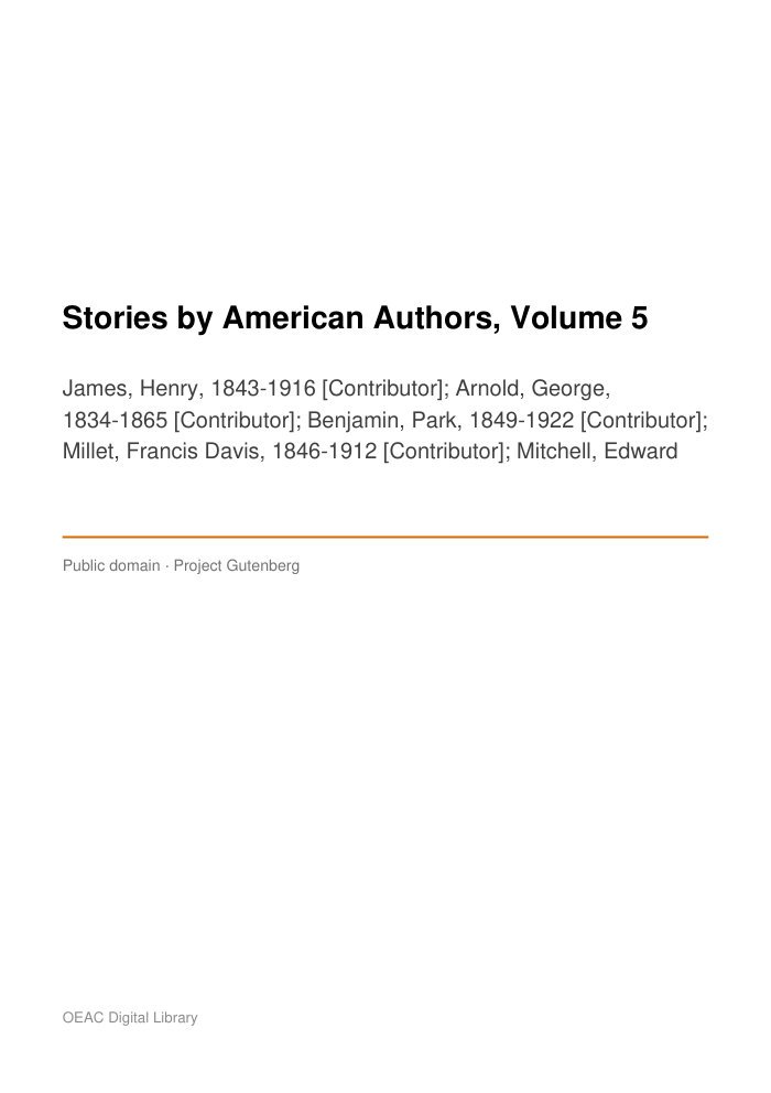 Stories by American Authors, Volume 5 cover