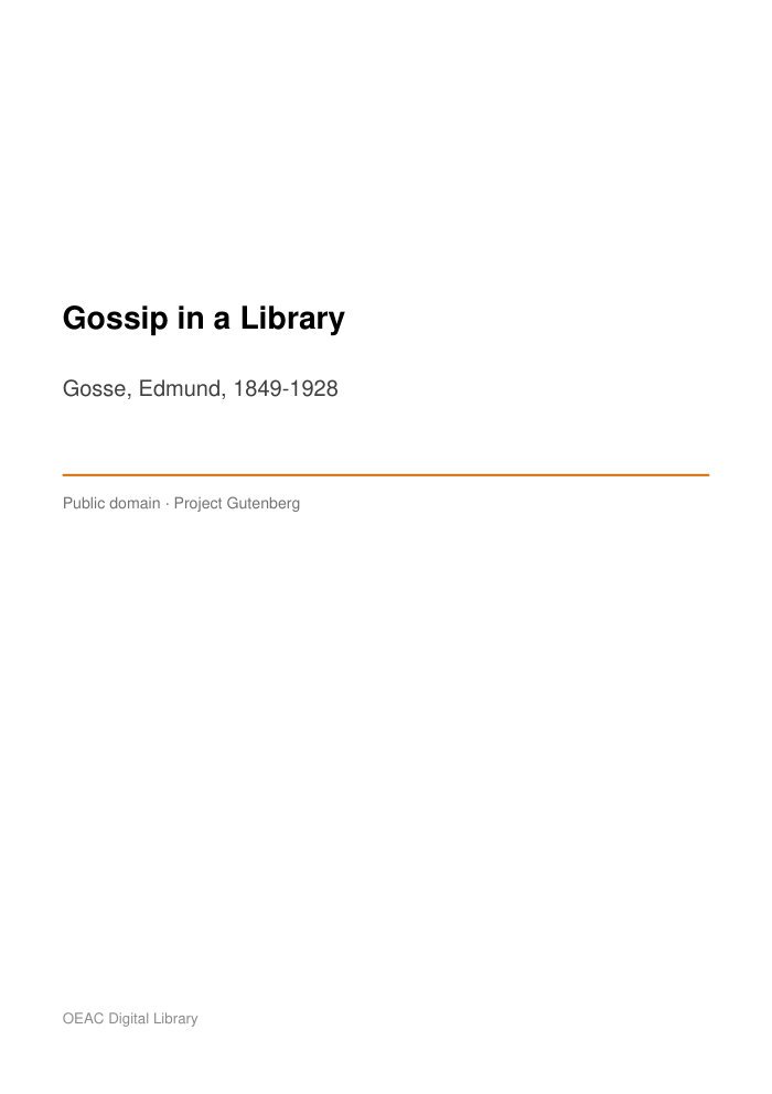 Gossip in a Library cover